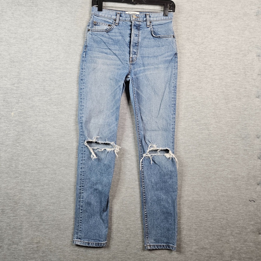 Reformation Serena High Skinny Wash Melbourne Destroyed Blue Jeans Size 27